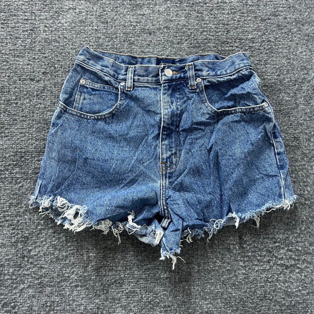 Casual Corner Denim Shorts Womens Size 6R High Waisted Raw Hem Cotton Cutoff
